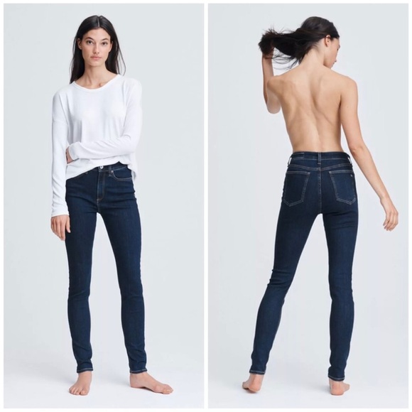 RAG & BONE Nina High-Rise Skinny Jeans in Marine Blue 26 Jeans